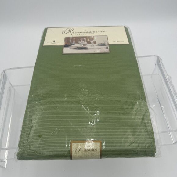 ELRENE HOME FASHIONS 100% POLYESTER Olive Green 70" ROUND TABLECLOTH - NOS - Picture 6 of 10